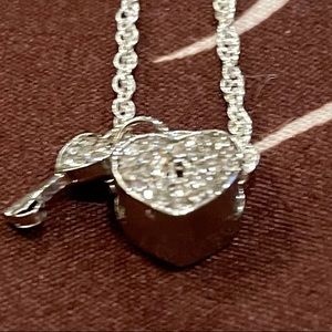 Silver Heart Lock and Key Charm Pendant Chain Necklace